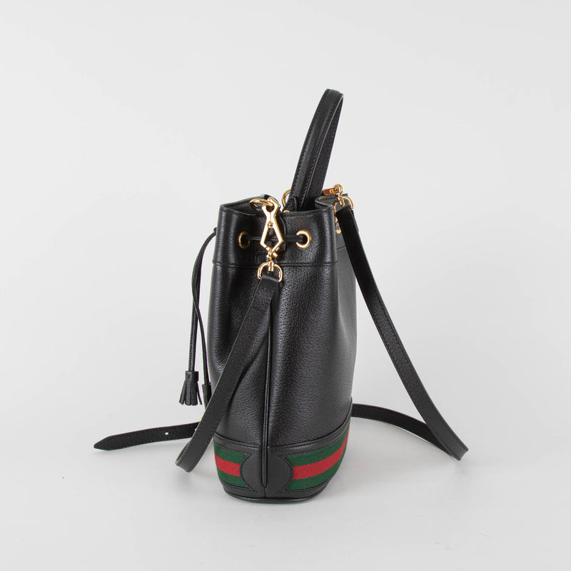 Gucci Black Leather Ophidia Small Bucket Bag