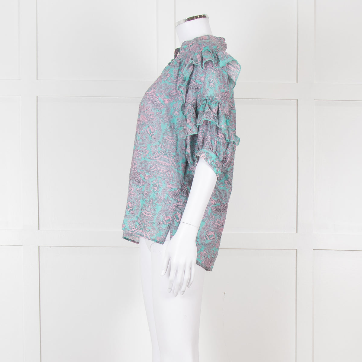 Paul & Joe Sister Turqouise and Pink Paisley Floral Shirt