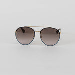 Gucci Gold Blue Glitter Trim Aviator Sunglasses