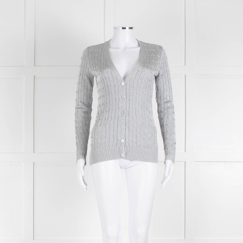 Ralph Lauren Silver Cable Knit Cardigan