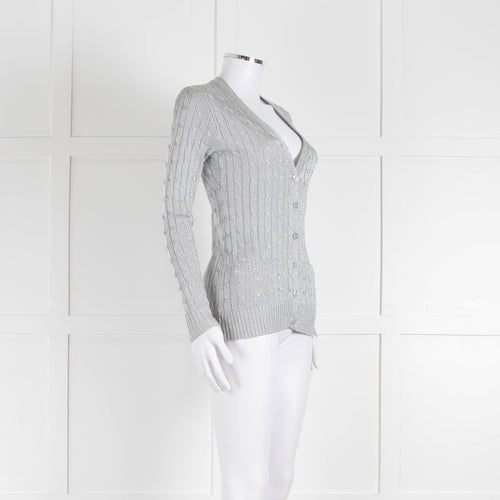 Ralph Lauren Silver Cable Knit Cardigan