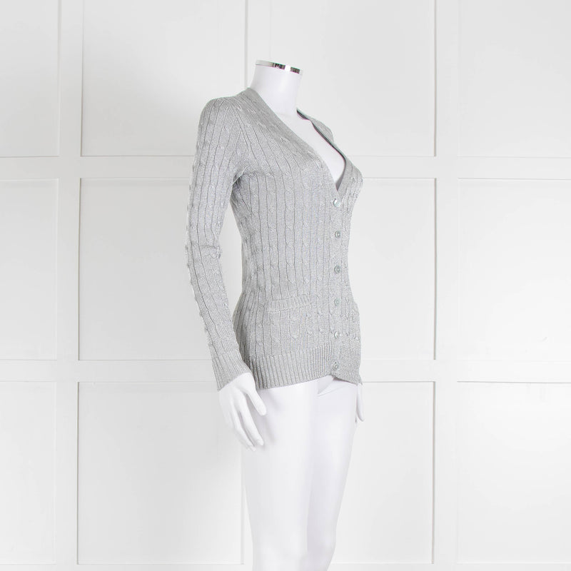 Ralph Lauren Silver Cable Knit Cardigan