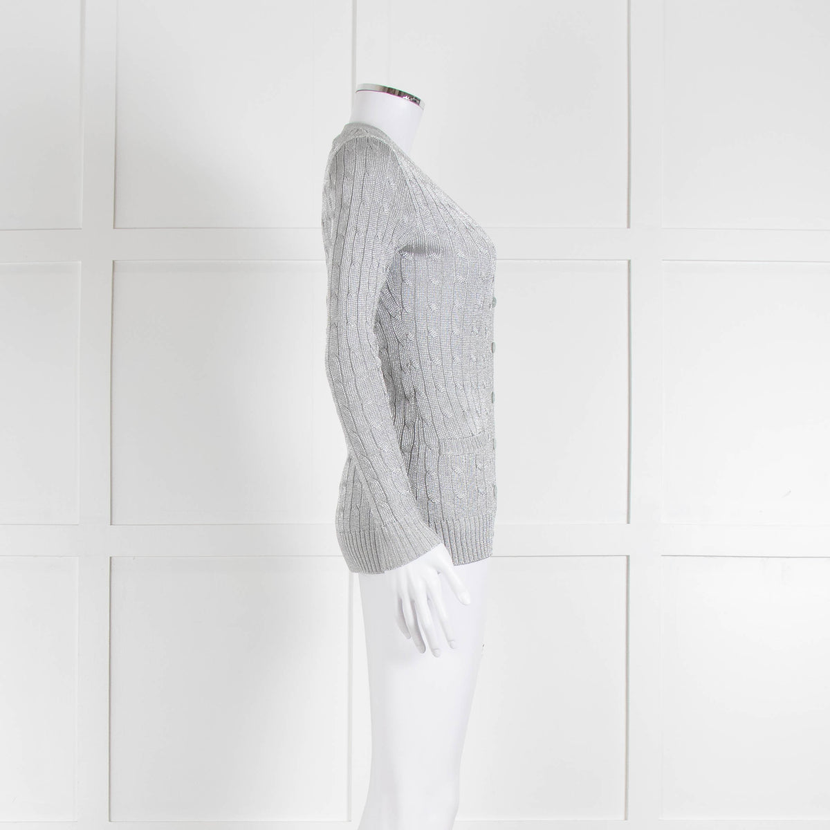Ralph Lauren Silver Cable Knit Cardigan