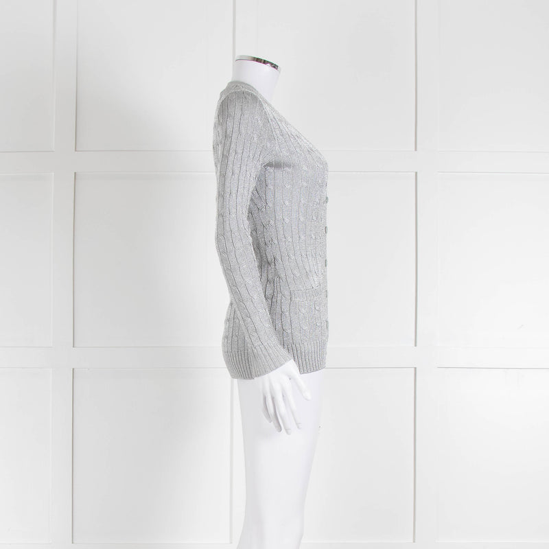Ralph Lauren Silver Cable Knit Cardigan