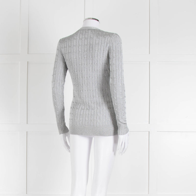 Ralph Lauren Silver Cable Knit Cardigan