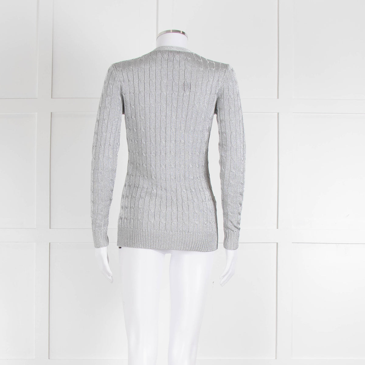 Ralph Lauren Silver Cable Knit Cardigan