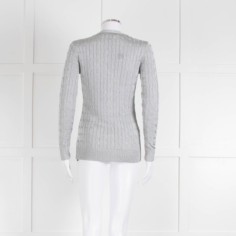 Ralph Lauren Silver Cable Knit Cardigan
