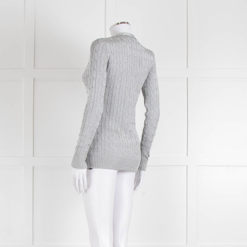 Ralph Lauren Silver Cable Knit Cardigan