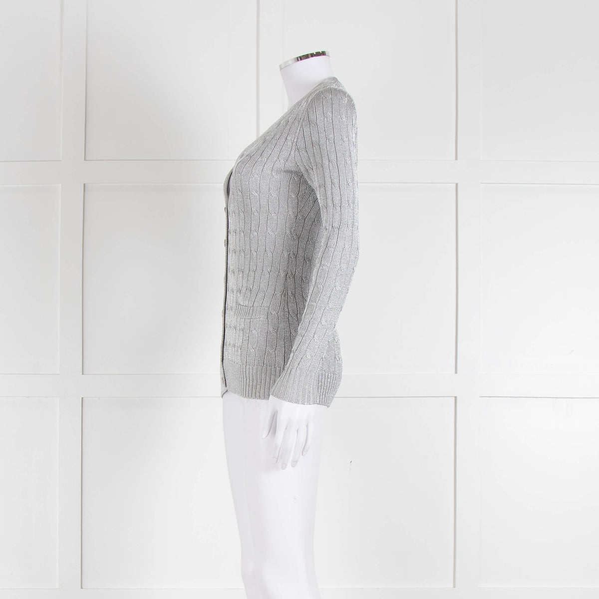 Ralph Lauren Silver Cable Knit Cardigan
