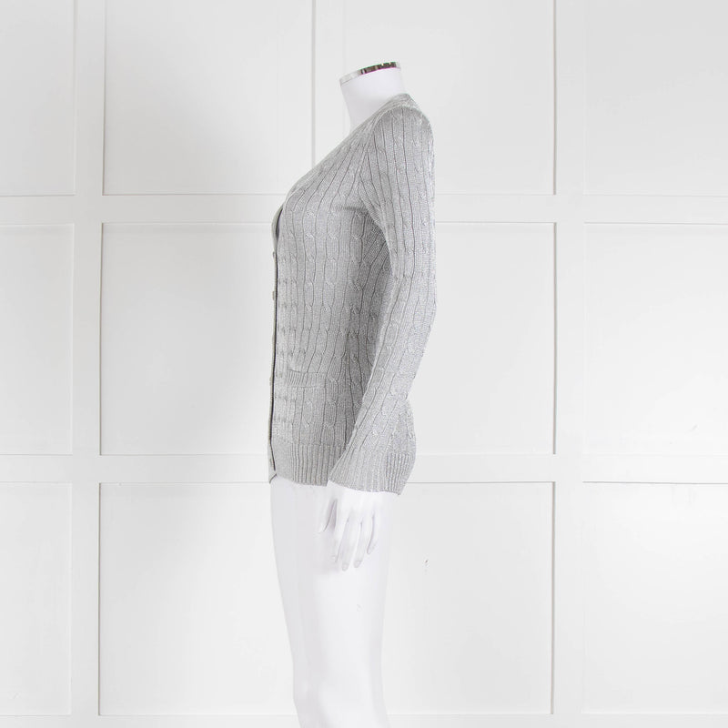 Ralph Lauren Silver Cable Knit Cardigan