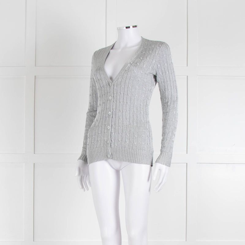Ralph Lauren Silver Cable Knit Cardigan