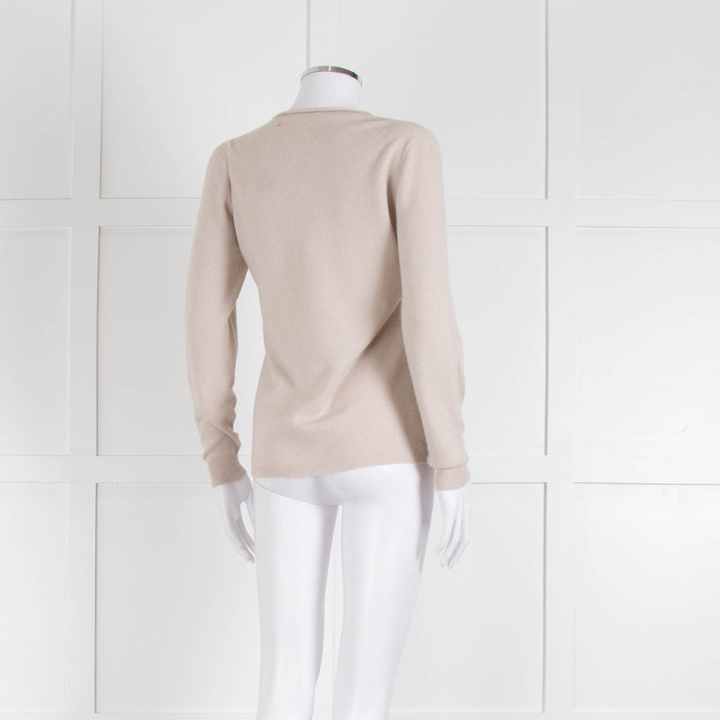 Fabiana Filippi Beige Cashmere Mix Jumper With Silver Bead Detail