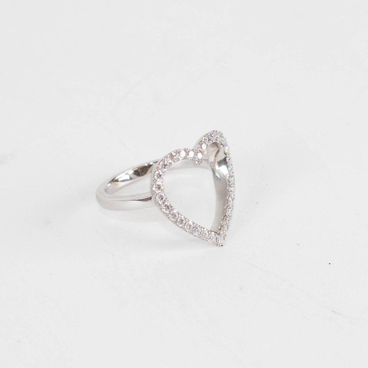 Unbranded 18ct White Gold Diamond Open Heart Ring