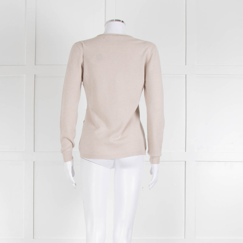 Fabiana Filippi Beige Cashmere Mix Jumper With Silver Bead Detail