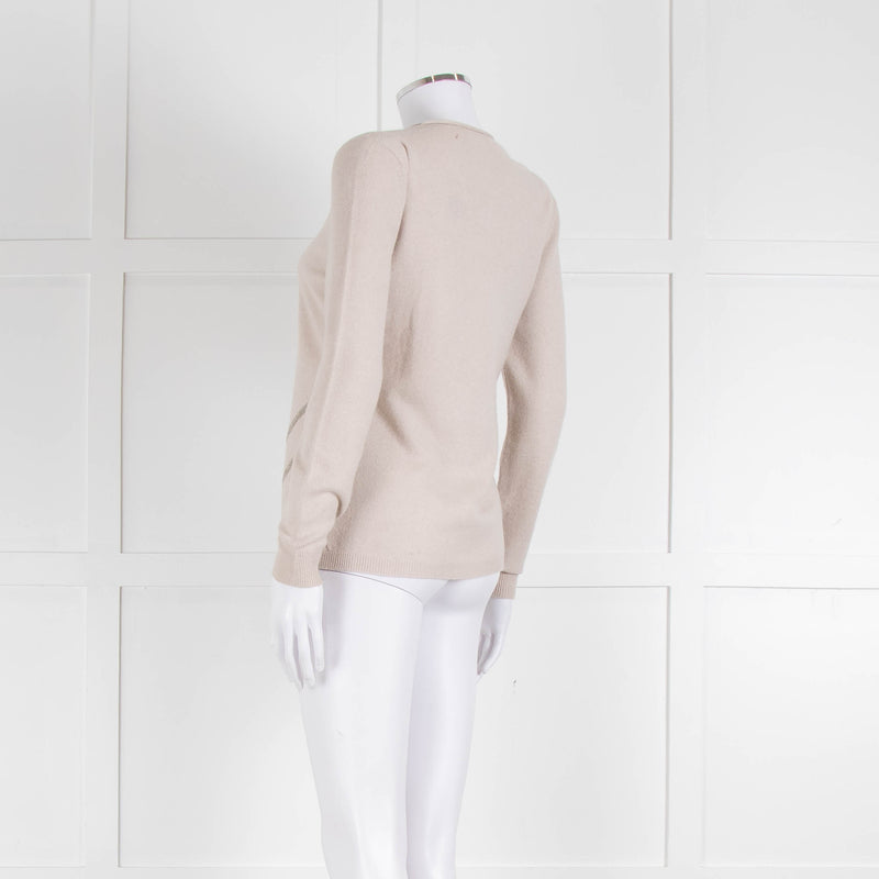 Fabiana Filippi Beige Cashmere Mix Jumper With Silver Bead Detail