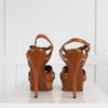 YSL Tan Tribute Heeled Sandals