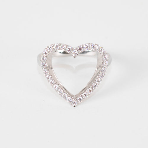 Unbranded 18ct White Gold Diamond Open Heart Ring