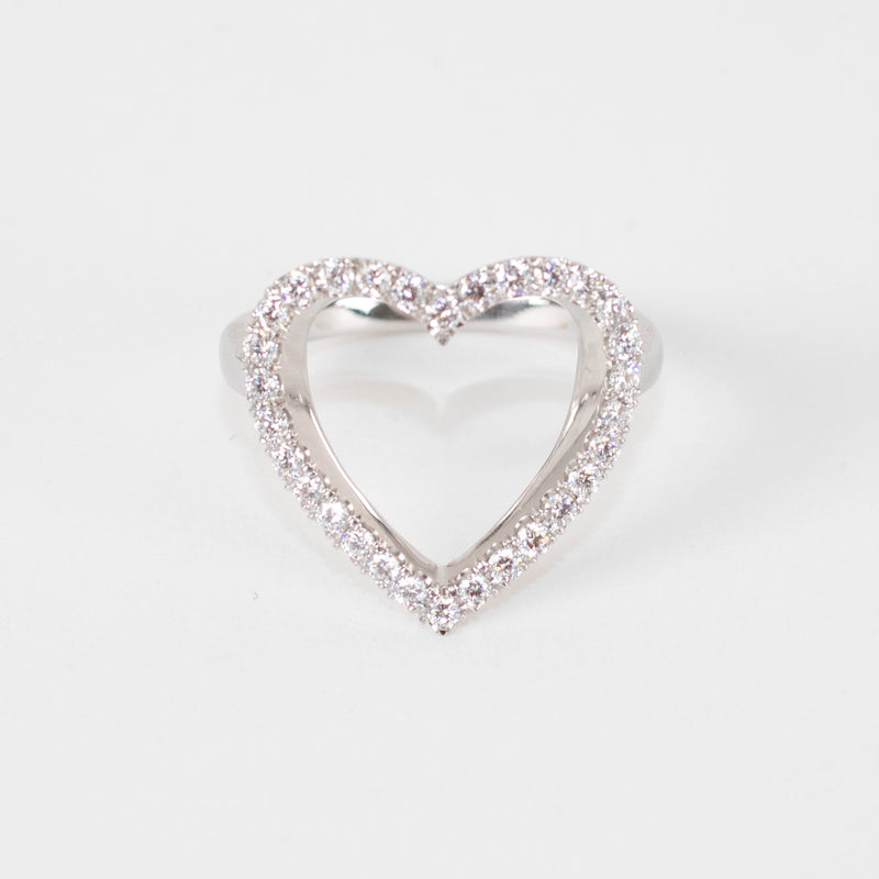 Unbranded 18ct White Gold Diamond Open Heart Ring