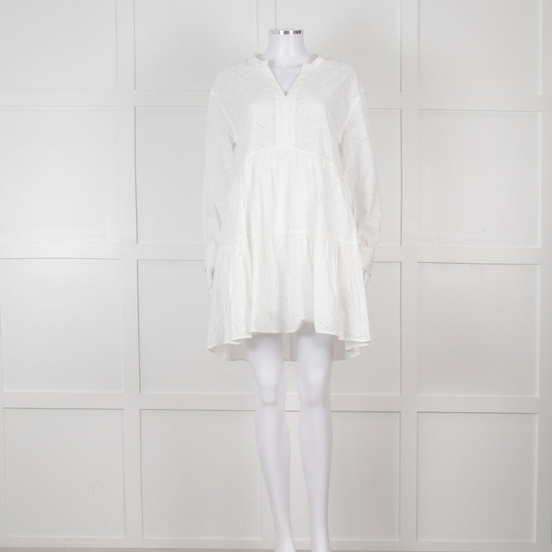 Rails White Cotton Broderie Tiered Mini Dress