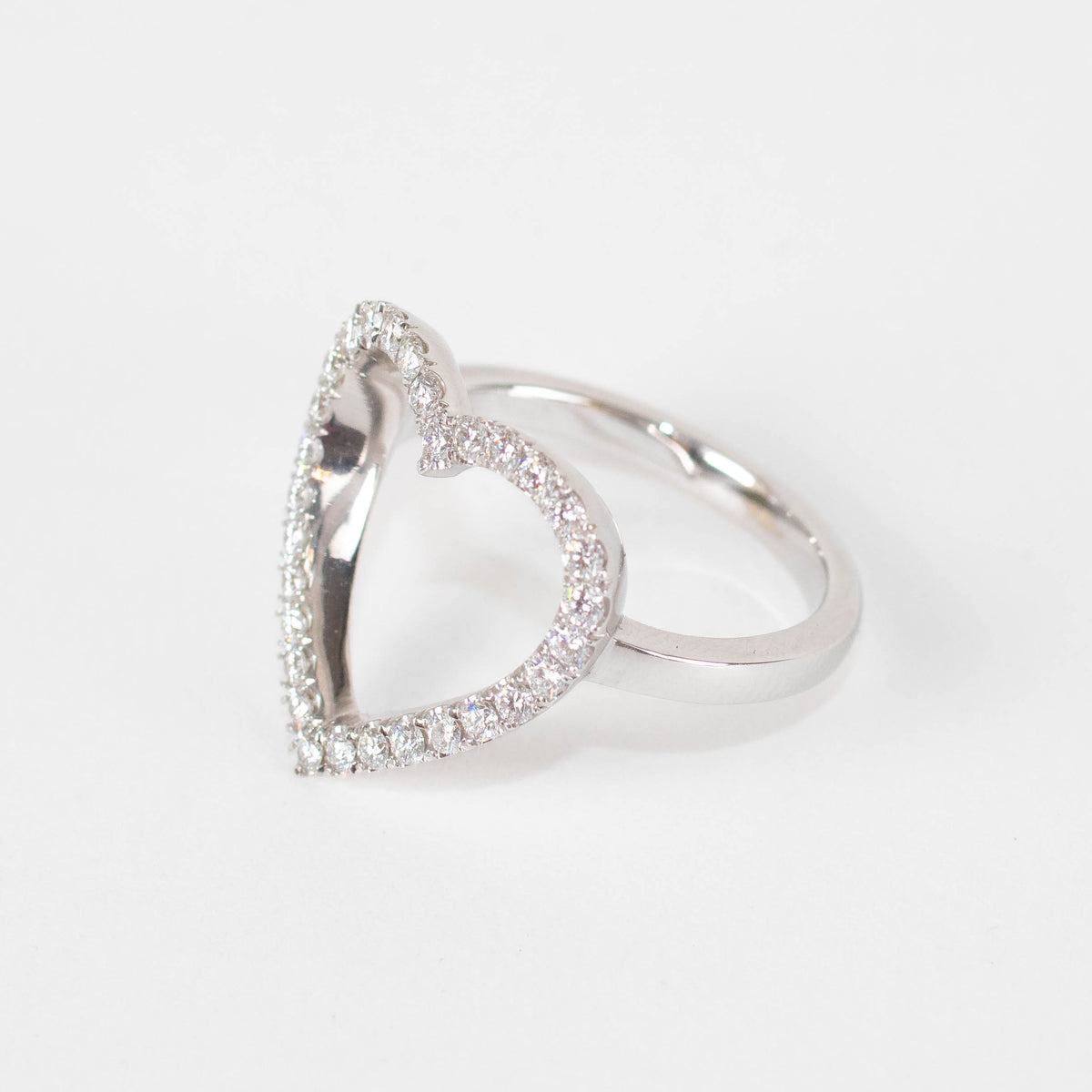 Unbranded 18ct White Gold Diamond Open Heart Ring