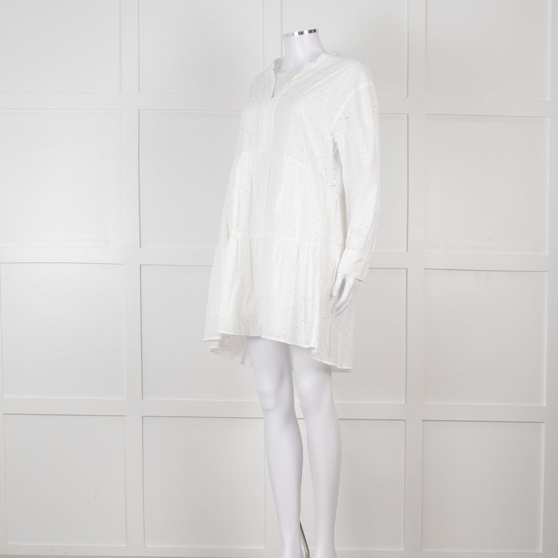 Rails White Cotton Broderie Tiered Mini Dress