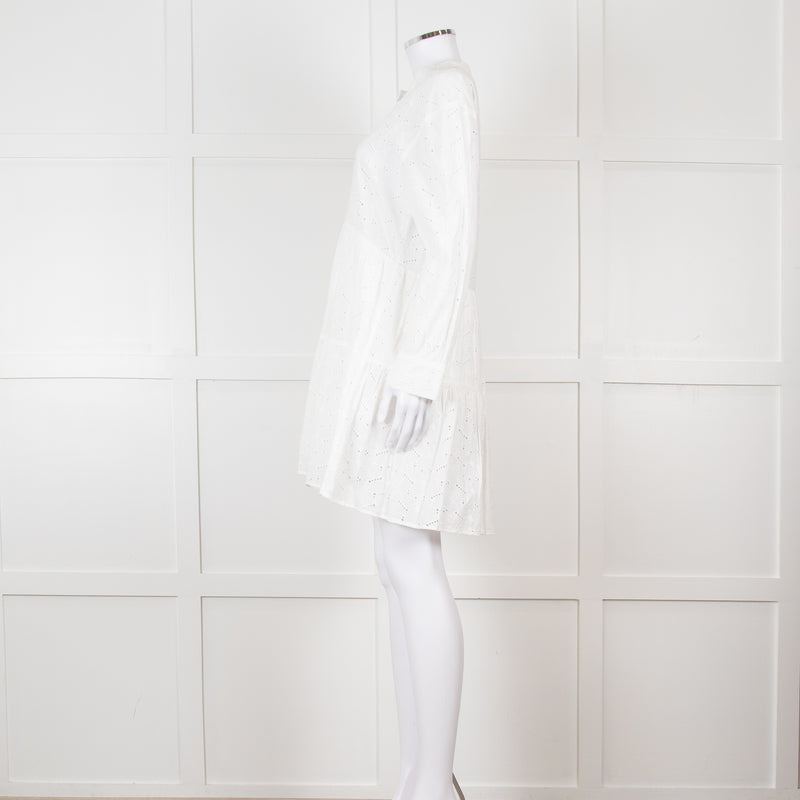 Rails White Cotton Broderie Tiered Mini Dress