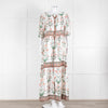 Hannah Artwear White Rust Floral Linen Short Sleeve Maxi Dress