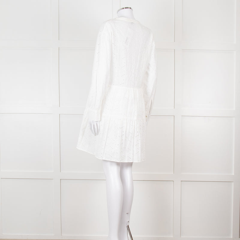 Rails White Cotton Broderie Tiered Mini Dress
