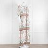 Hannah Artwear White Rust Floral Linen Short Sleeve Maxi Dress
