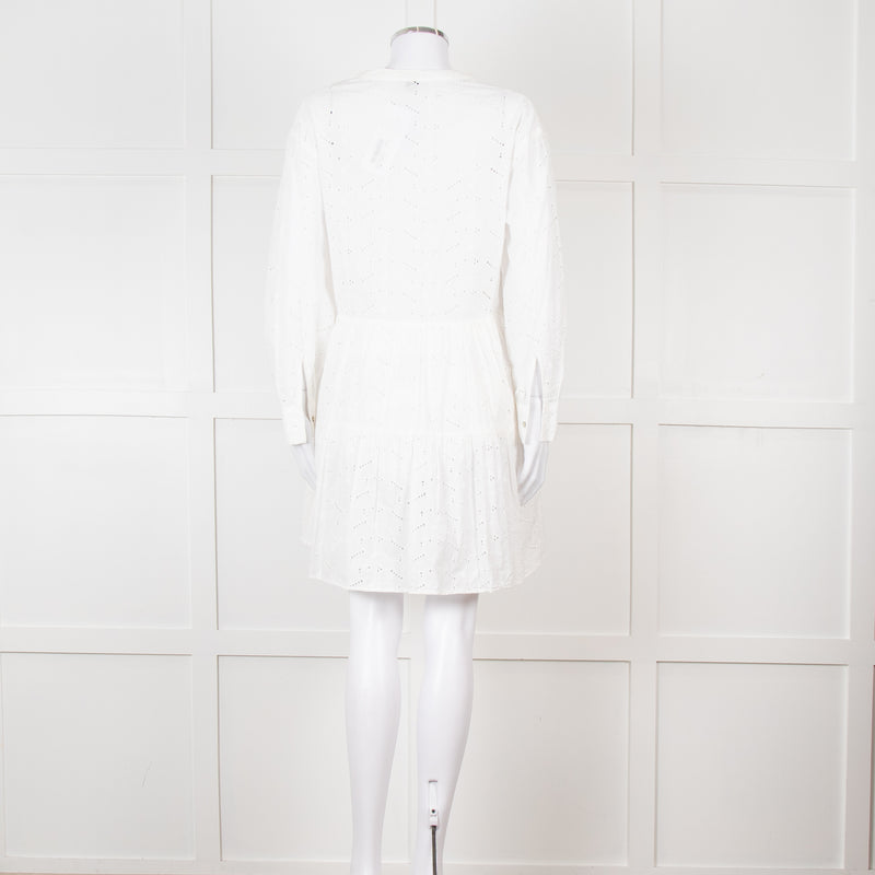 Rails White Cotton Broderie Tiered Mini Dress