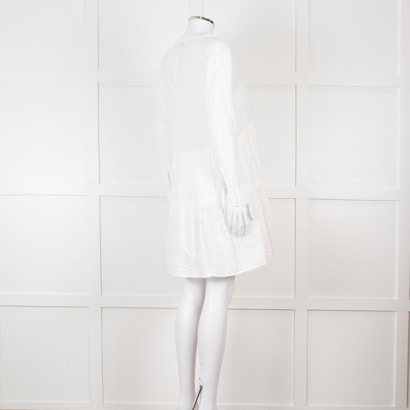 Rails White Cotton Broderie Tiered Mini Dress