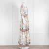 Hannah Artwear White Rust Floral Linen Short Sleeve Maxi Dress