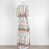 Hannah Artwear White Rust Floral Linen Short Sleeve Maxi Dress