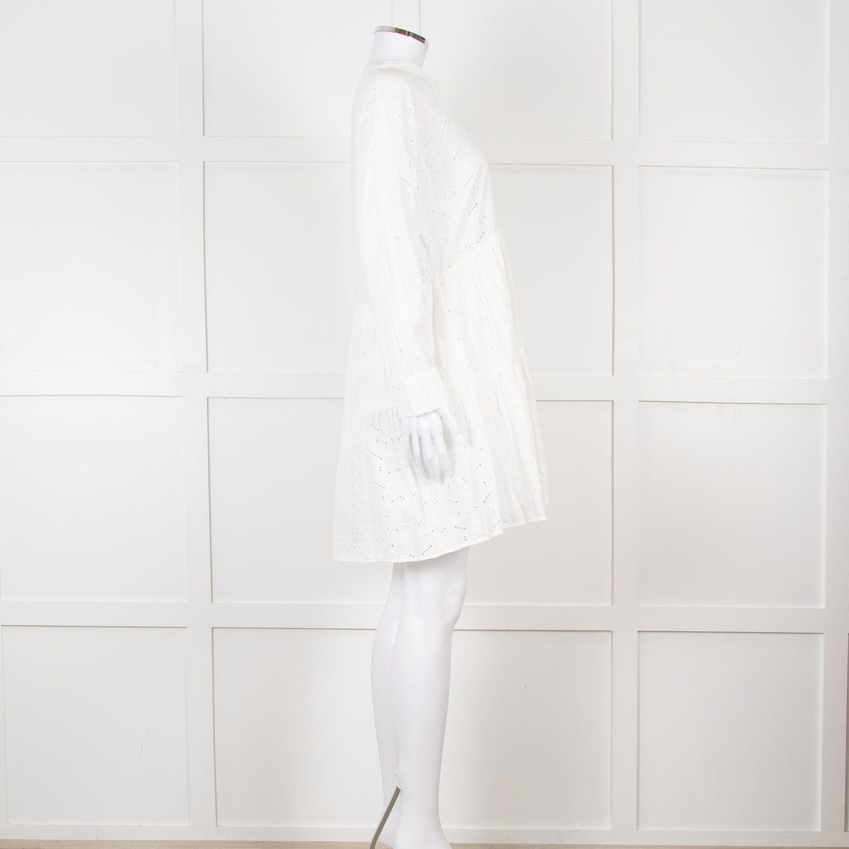 Rails White Cotton Broderie Tiered Mini Dress