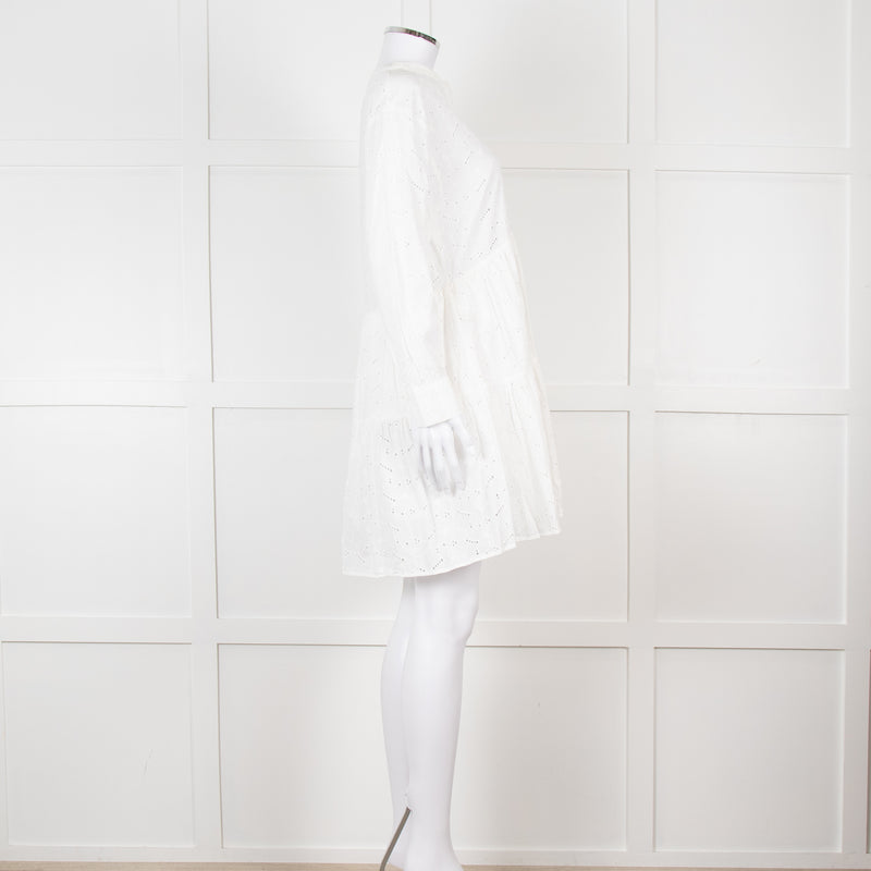 Rails White Cotton Broderie Tiered Mini Dress
