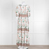 Hannah Artwear White Rust Floral Linen Short Sleeve Maxi Dress
