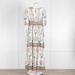 Hannah Artwear White Rust Floral Linen Short Sleeve Maxi Dress