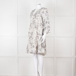 Jeff Beige and Black Patterned Linen Mini Dress