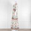 Hannah Artwear White Rust Floral Linen Short Sleeve Maxi Dress