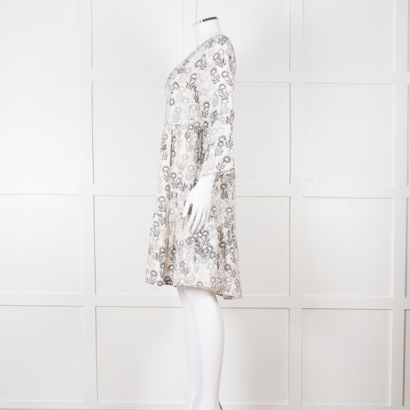 Jeff Beige and Black Patterned Linen Mini Dress