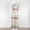 Hannah Artwear White Rust Floral Linen Short Sleeve Maxi Dress