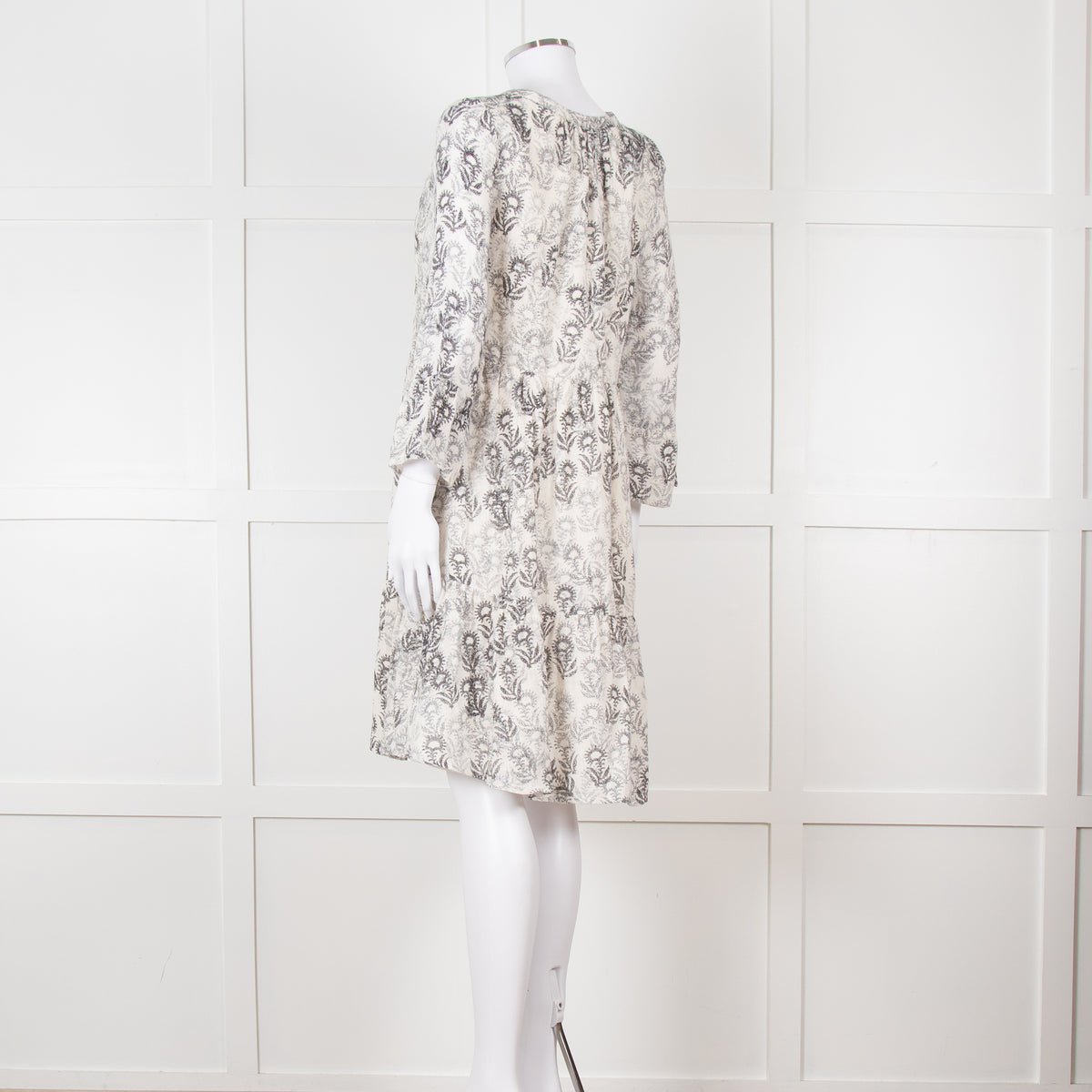 Jeff Beige and Black Patterned Linen Mini Dress