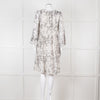 Jeff Beige and Black Patterned Linen Mini Dress