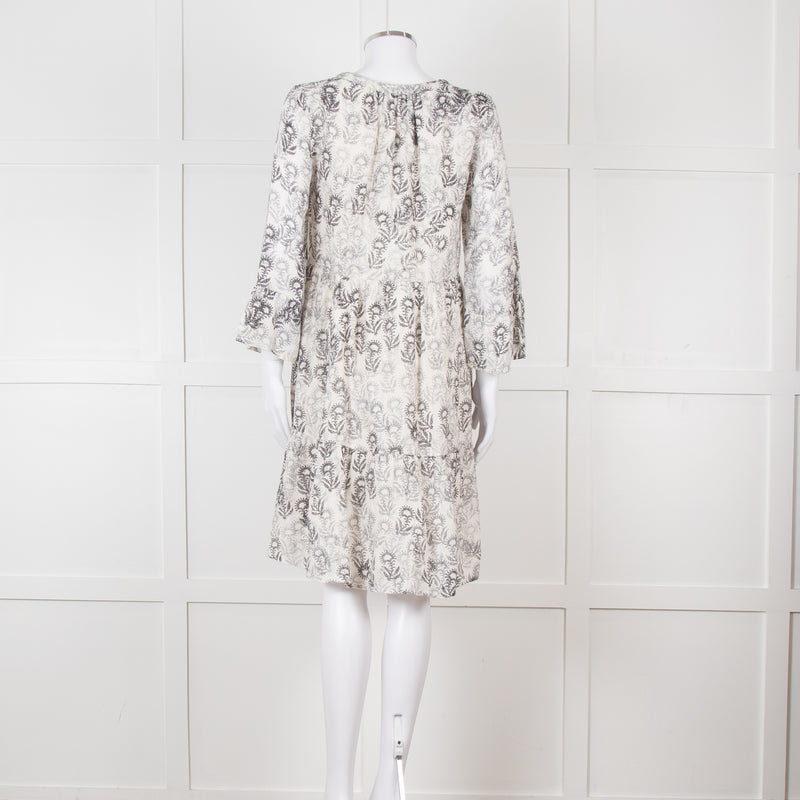 Jeff Beige and Black Patterned Linen Mini Dress