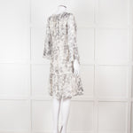 Jeff Beige and Black Patterned Linen Mini Dress