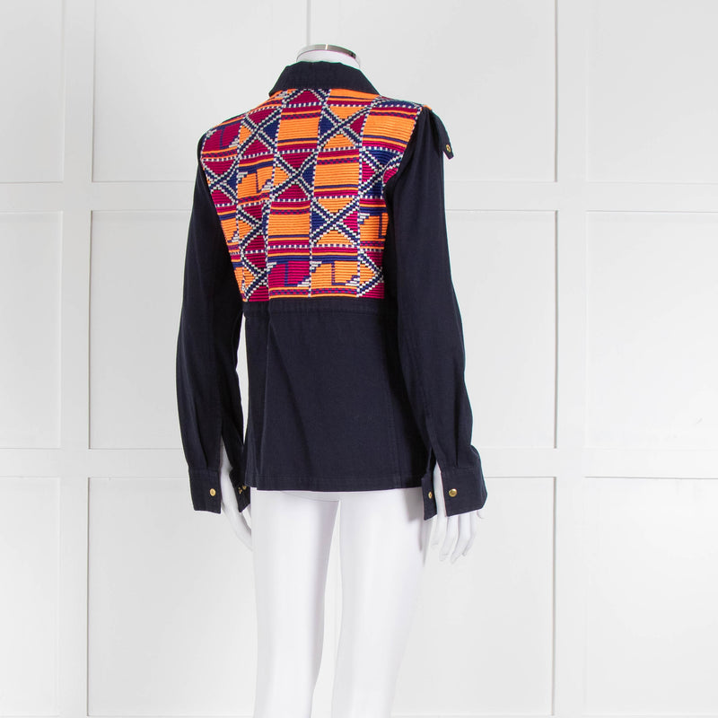 Katie & Jo Navy Blue Cotton Jacket With Orange Embroidered Back
