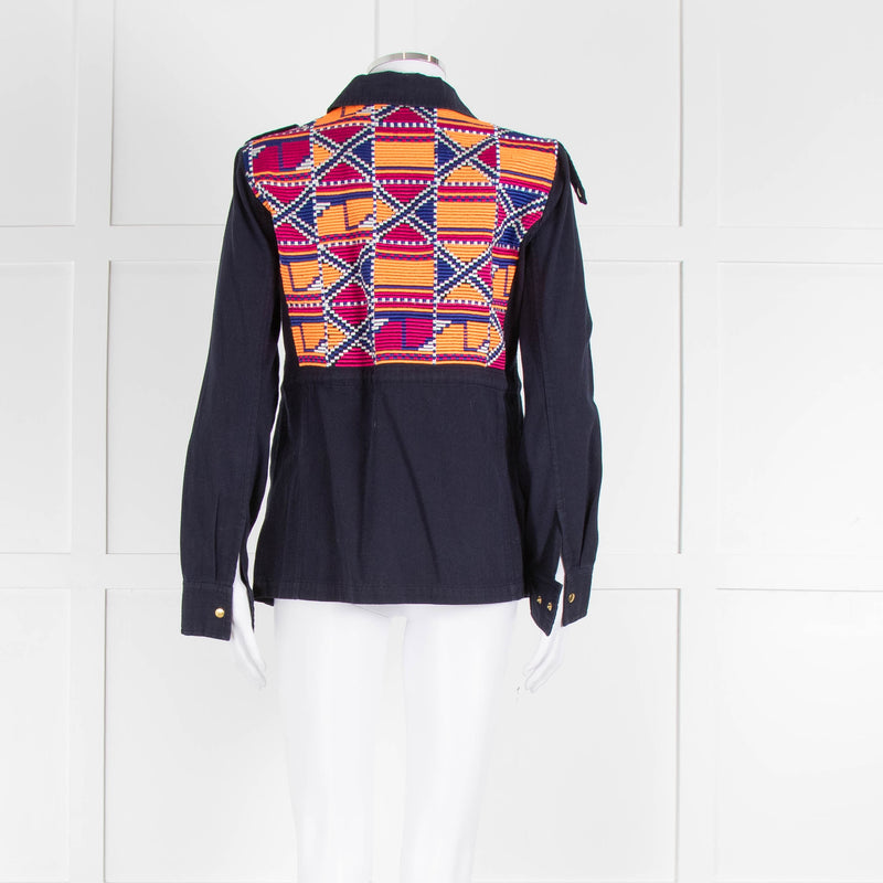 Katie & Jo Navy Blue Cotton Jacket With Orange Embroidered Back