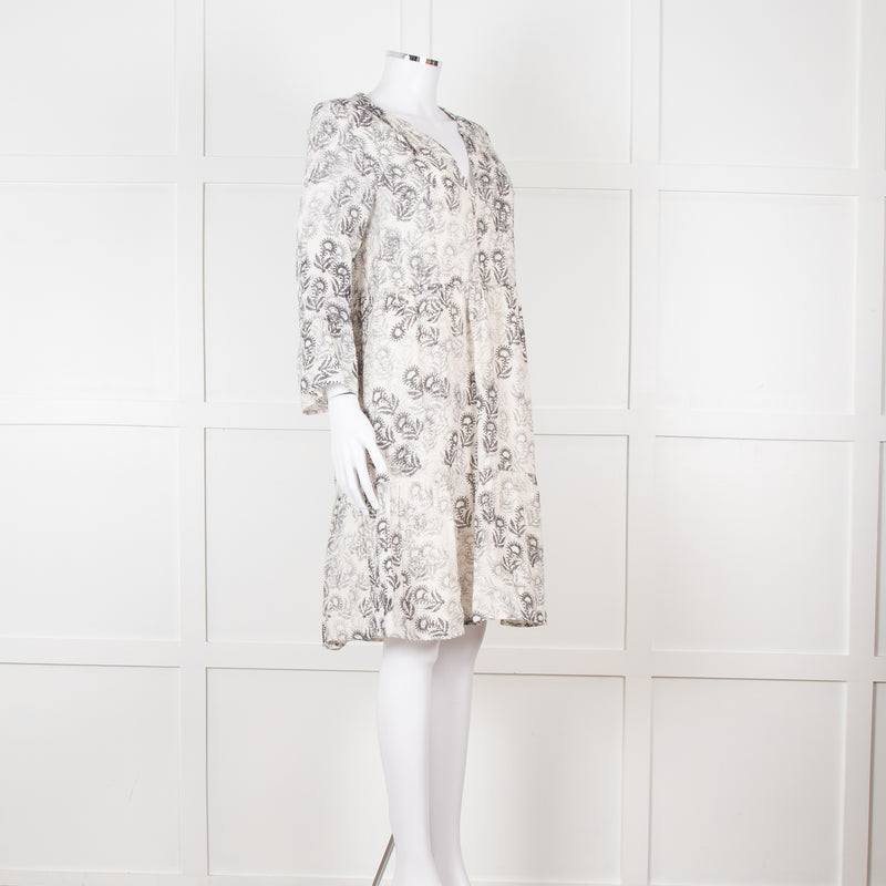 Jeff Beige and Black Patterned Linen Mini Dress