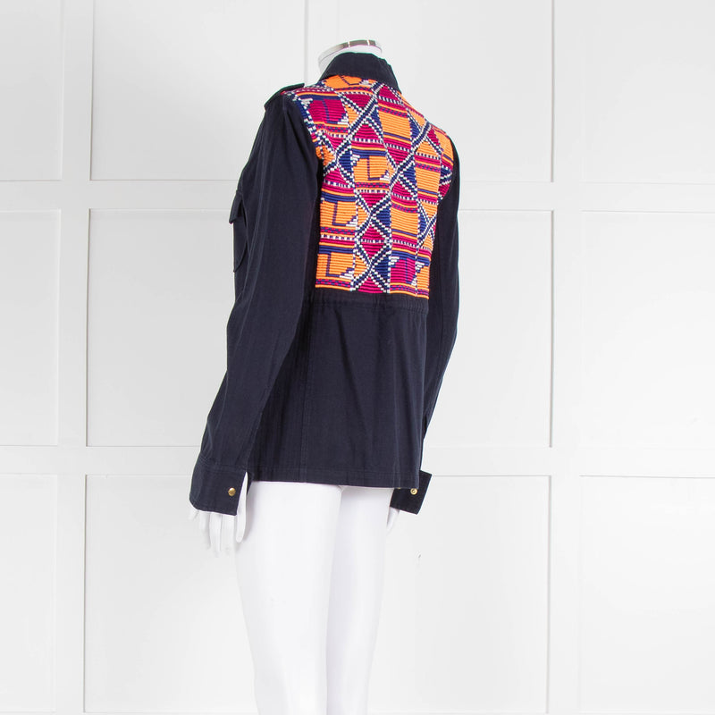 Katie & Jo Navy Blue Cotton Jacket With Orange Embroidered Back