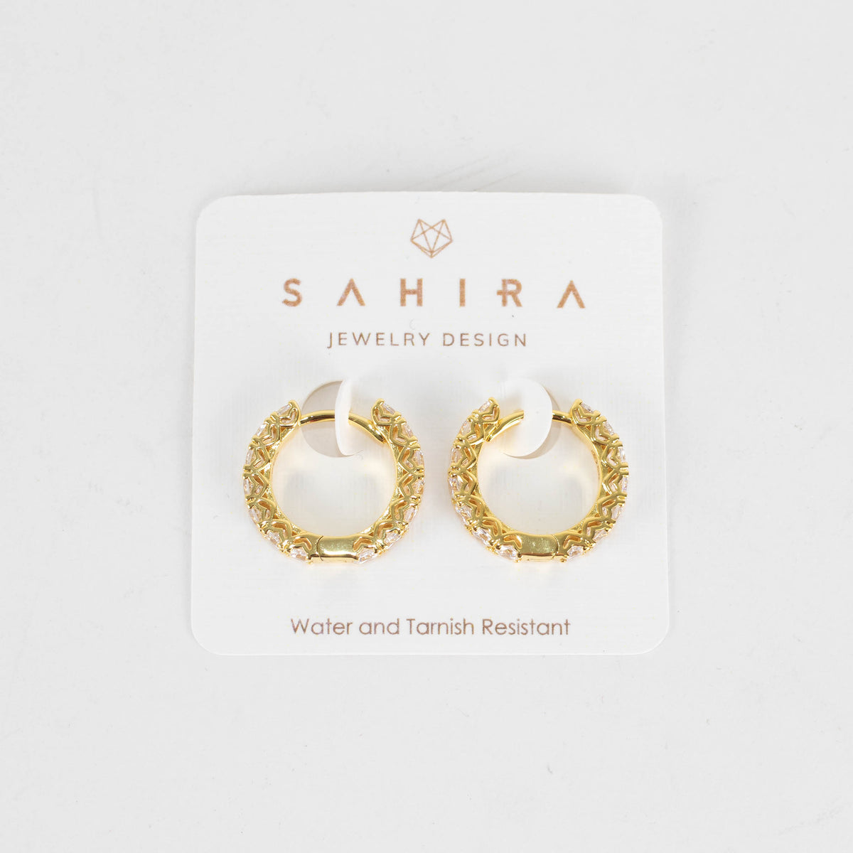 Sahira Piper Gold Cubic Zirconia 18mm Hoops
